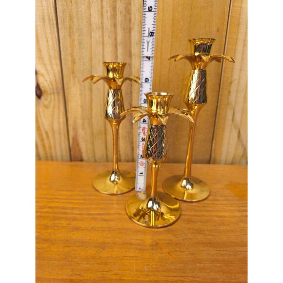 Vintage Brass Pineapple Candle Holders - Picture 3 of 11